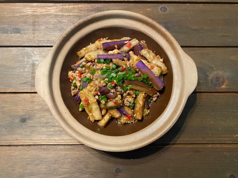 Cantonese Salted Fish and Eggplant Pot